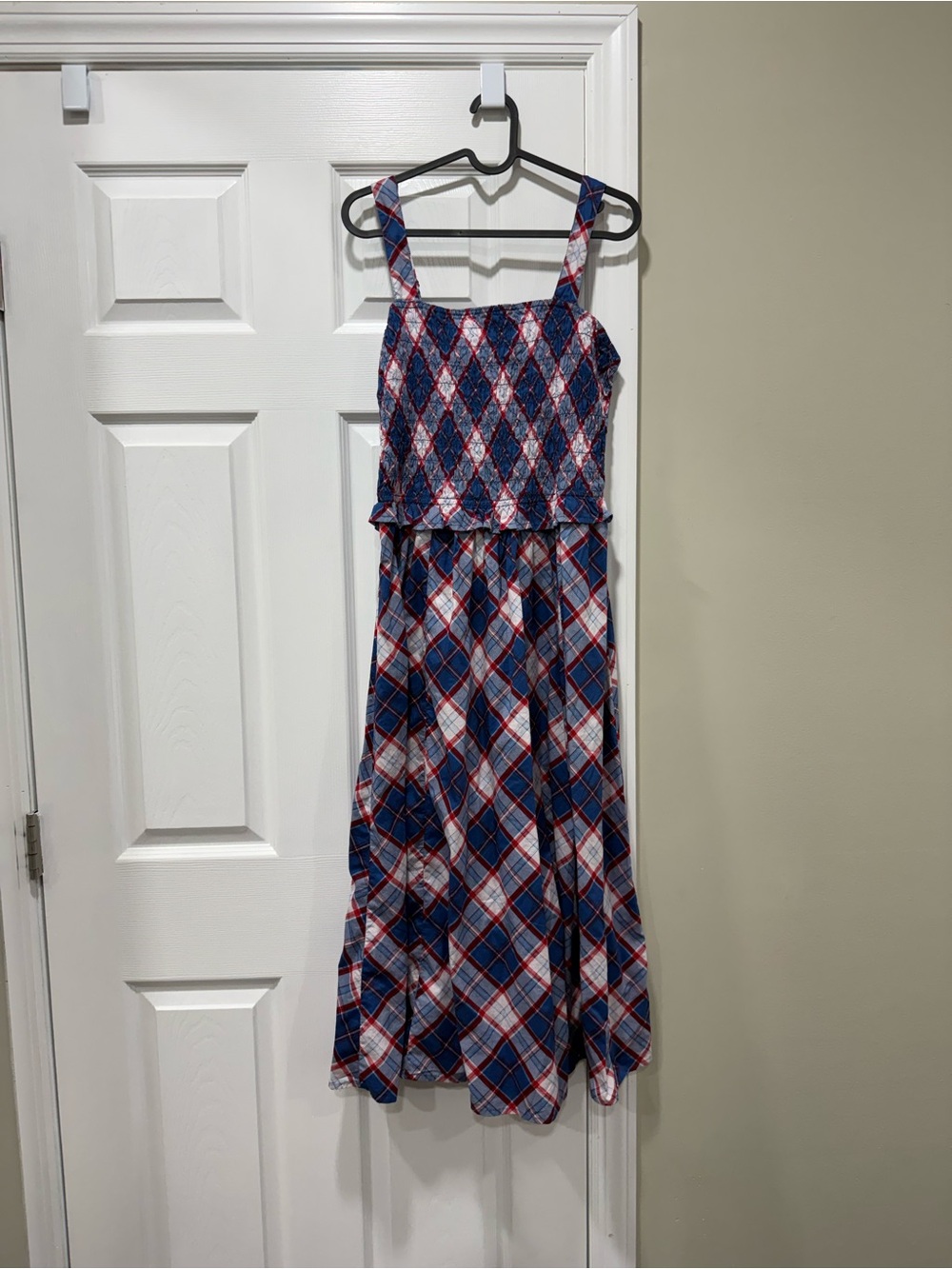 Old Navy Blue and White Plaid Maxi Dress